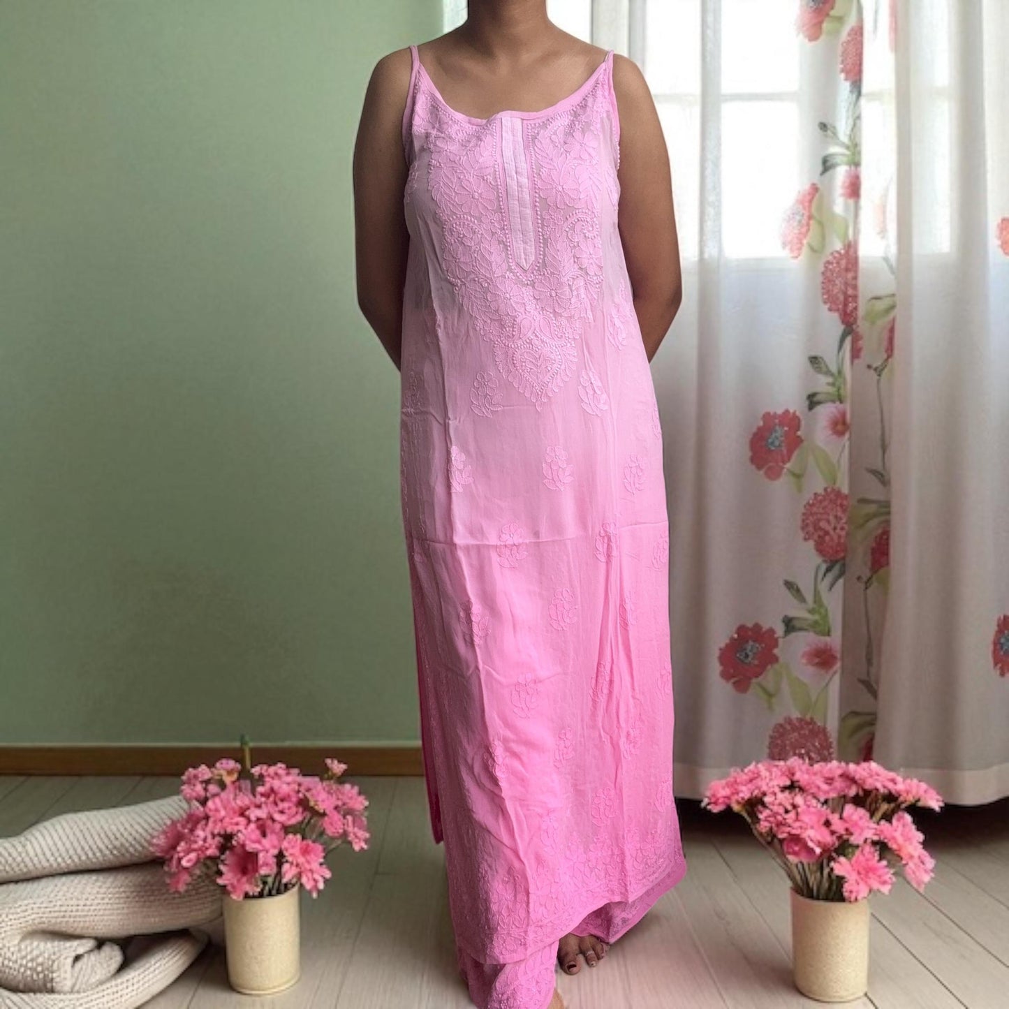 Spaghetti Viscose Suit Set – Ombre Tone | Heavy Embroidery