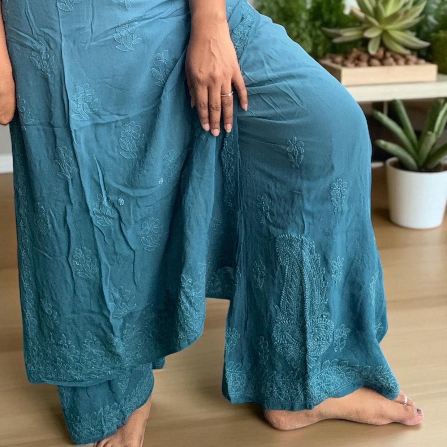 Spaghetti Viscose Suit Set – Ombre Tone | Heavy Embroidery