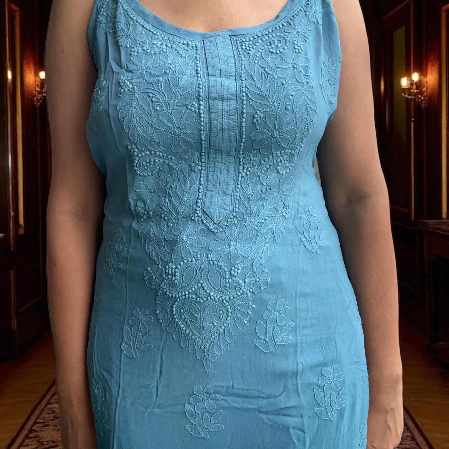 Spaghetti Viscose Suit Set – Ombre Tone | Heavy Embroidery